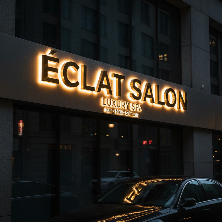 A exterior storefront sign for &