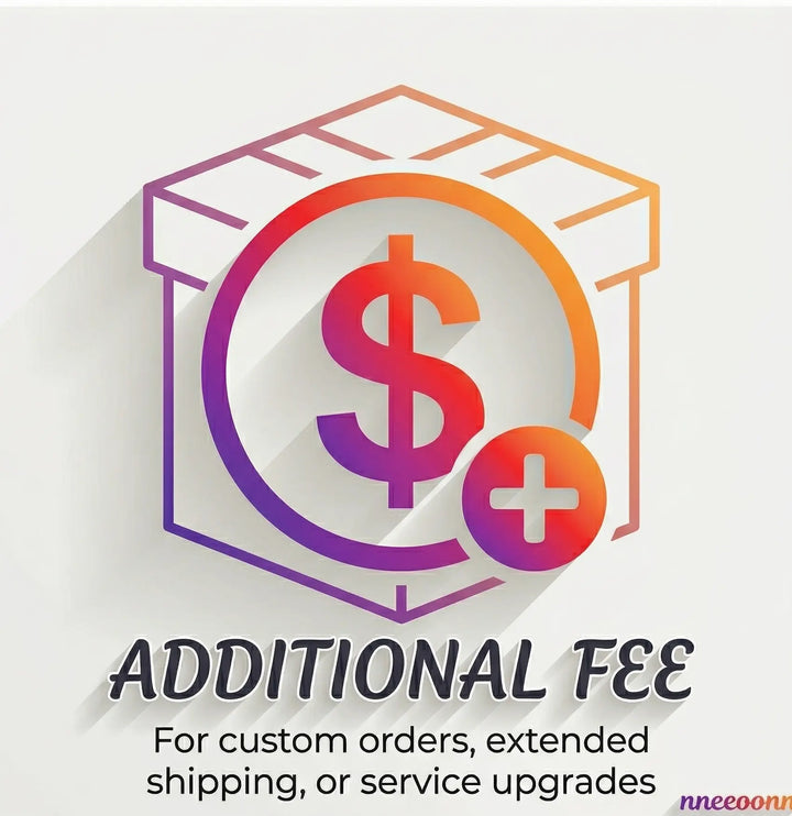 Icon with a dollar sign and plus symbol inside a hexagonal frame, indicating an additional fee for custom orders or extended shipping.
