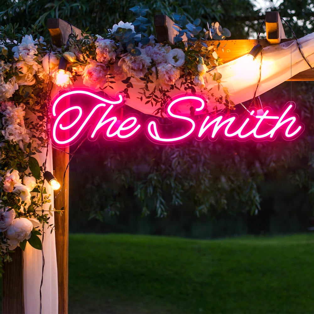 Wedding Neon Signs Text Multi-line LED Light Up Sign For Reception Party Lighting Up Family Name Sign Personalized Wedding Decorations Wall Neon Signs