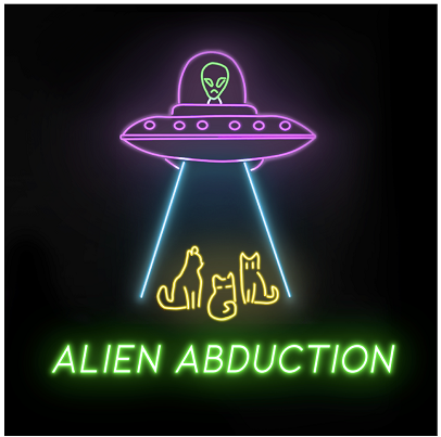 KIDNAPING OF CATS BY ALIENS NEON SIGN WITH Alien Abduction