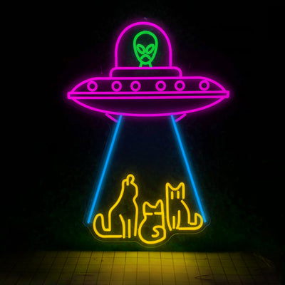 Kidnaping of cats by aliens Neon Sign