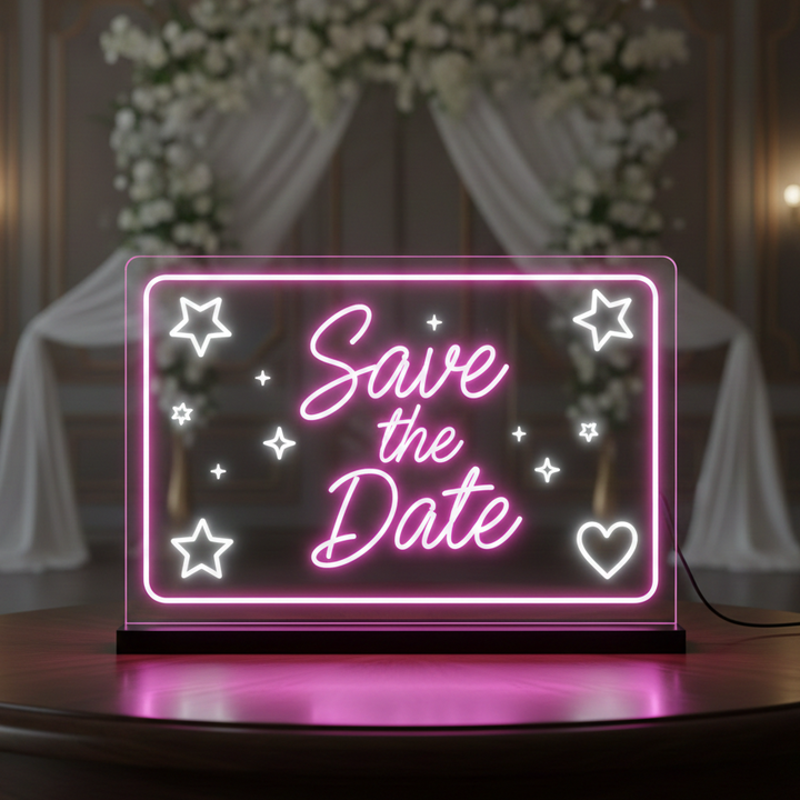 LED Light Up Writing Board – 7 Color Neon Glow Acrylic Sign with Erasable Markers