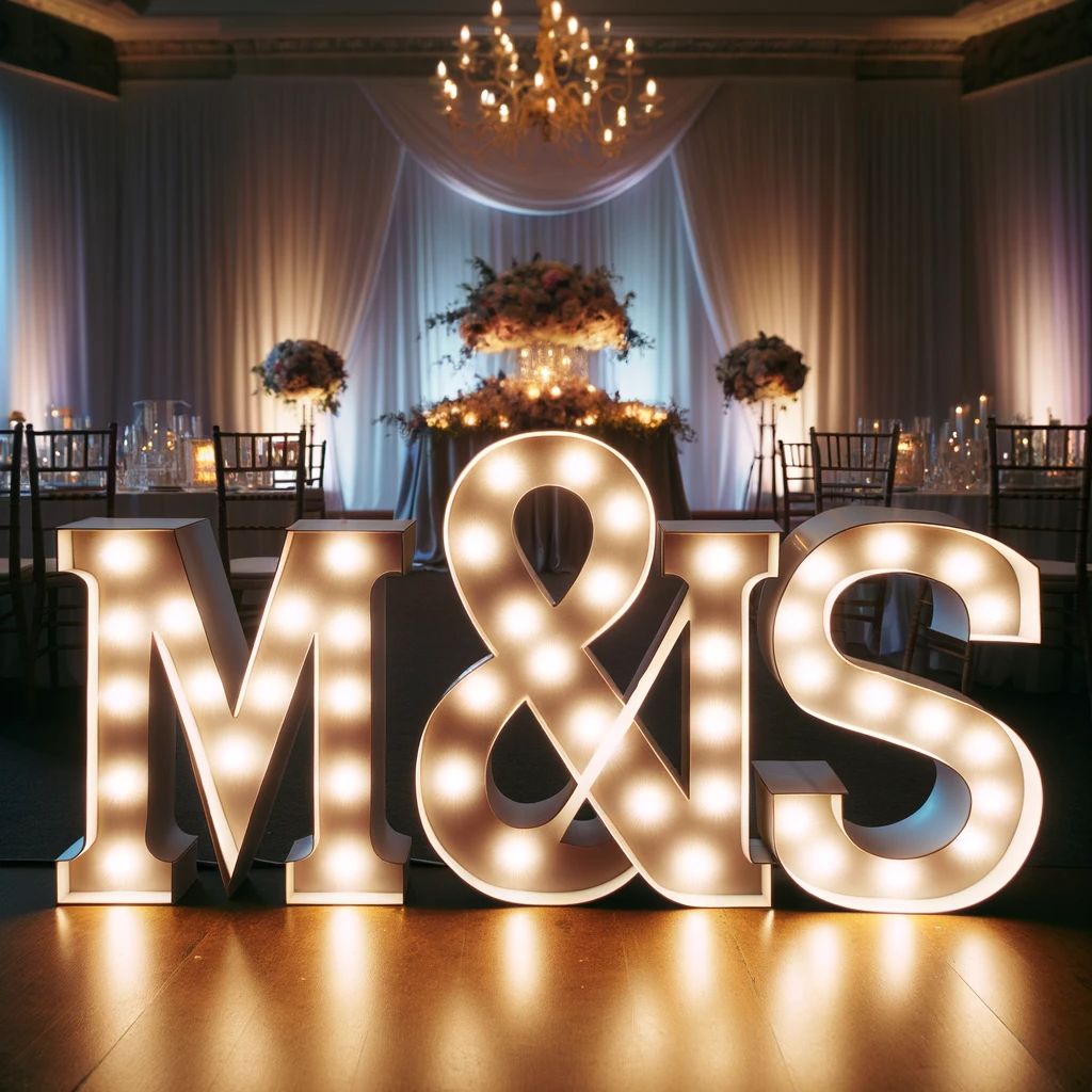 Mr & Mrs Marquee Letters Light Up Wedding Bridal Party Decoration