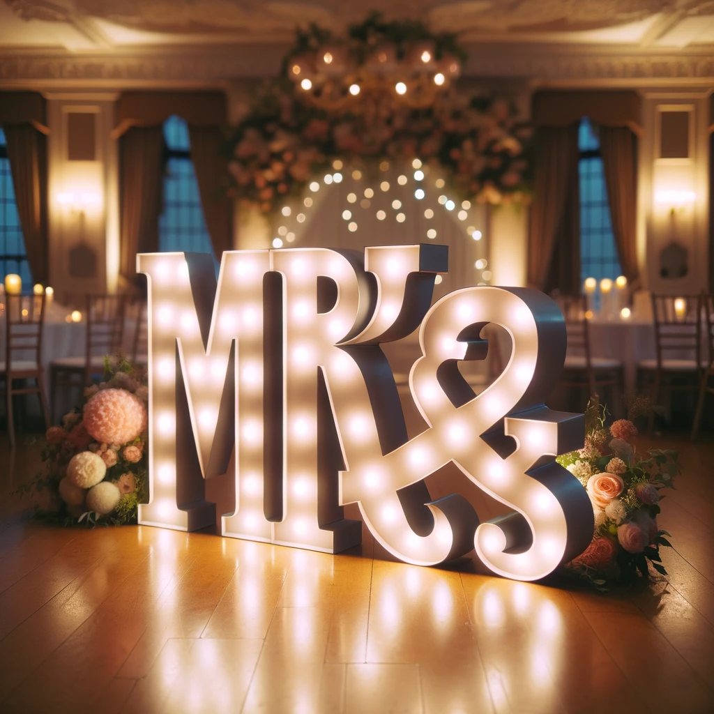 Mr & Mrs Marquee Letters Light Up Wedding Bridal Party Decoration