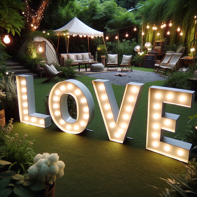 Large Light Up Metal Marquee Letters Wedding Anniversary Decoration Signage