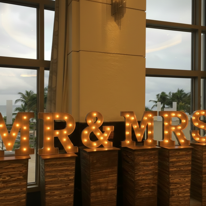 Marquee Letter Lights – Custom Vintage Warm Bulb Sign for Wedding, Bar & Party