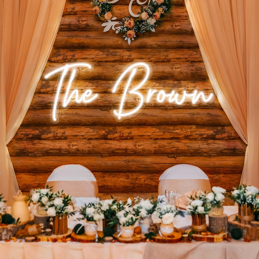 Wedding Neon Signs Text Multi-line LED Light Up Sign For Reception Party Lighting Up Family Name Sign Personalized Wedding Decorations Wall Neon Signs