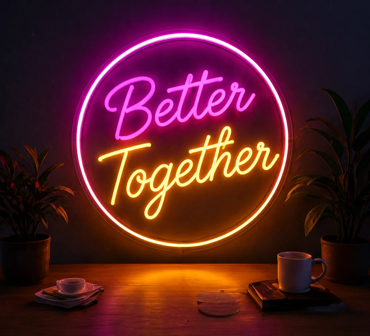 Custom LED neon sign with acrylic backing