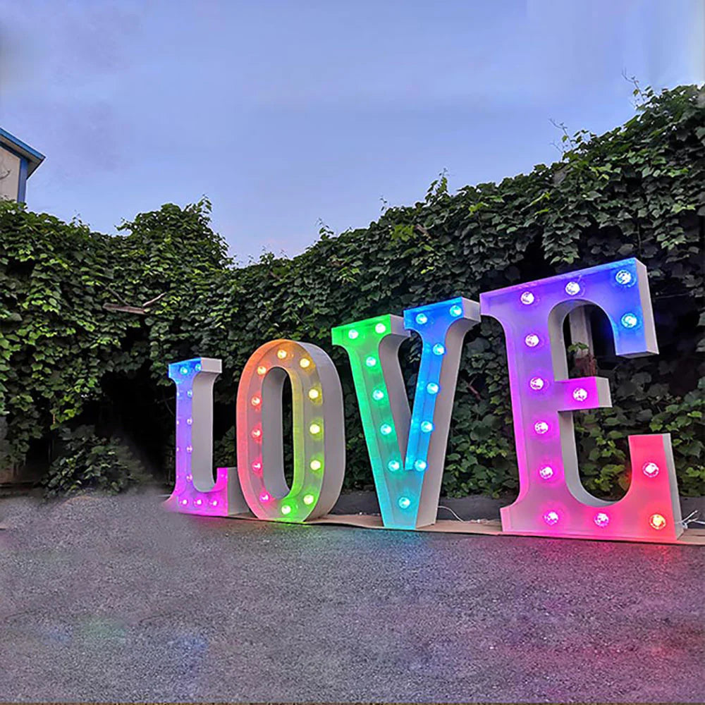 Large Light Up Metal Marquee Letters Wedding Anniversary Decoration Signage