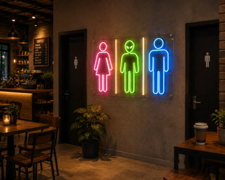 3 colors funny alien led neon sign for toilet