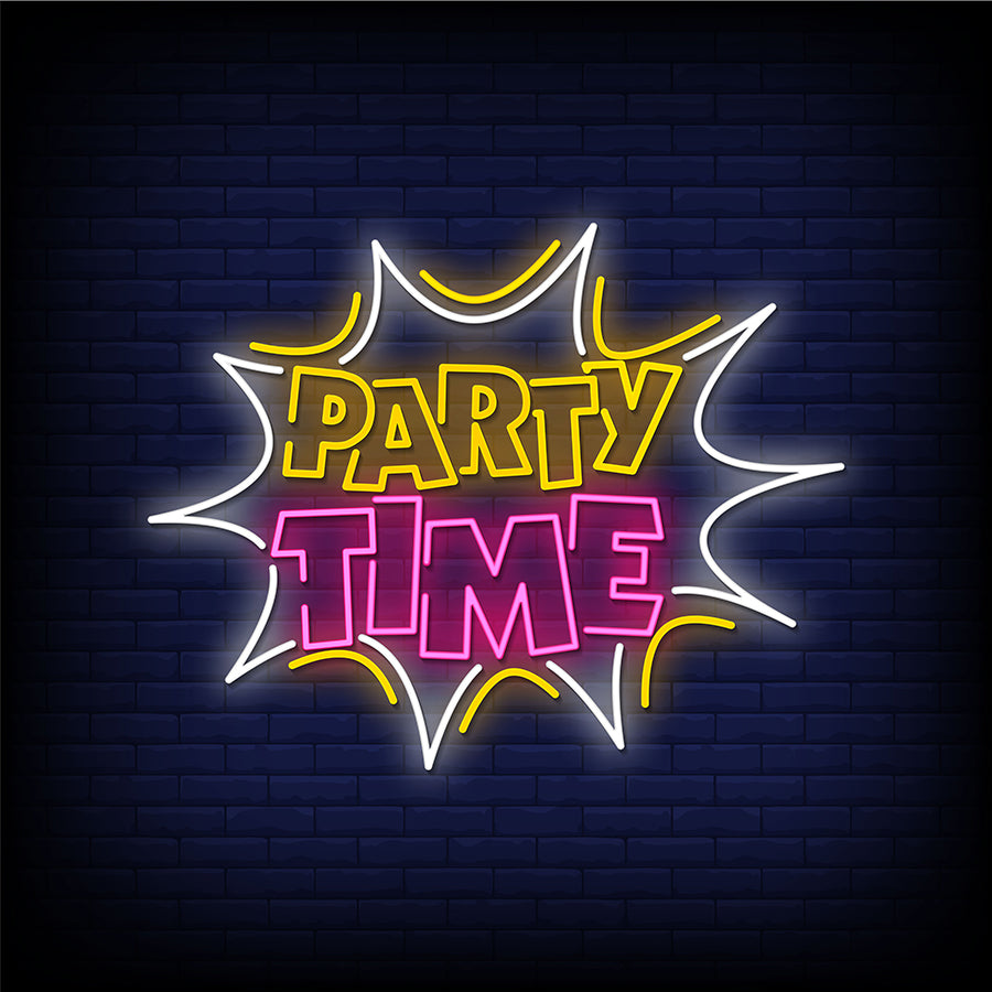 PARTY TIME --LED NEON SIGNS--YELLOW WHITE