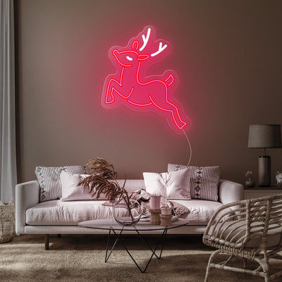 CHRISTMAS ANTELOPE NEON SIGN RED  COLOR