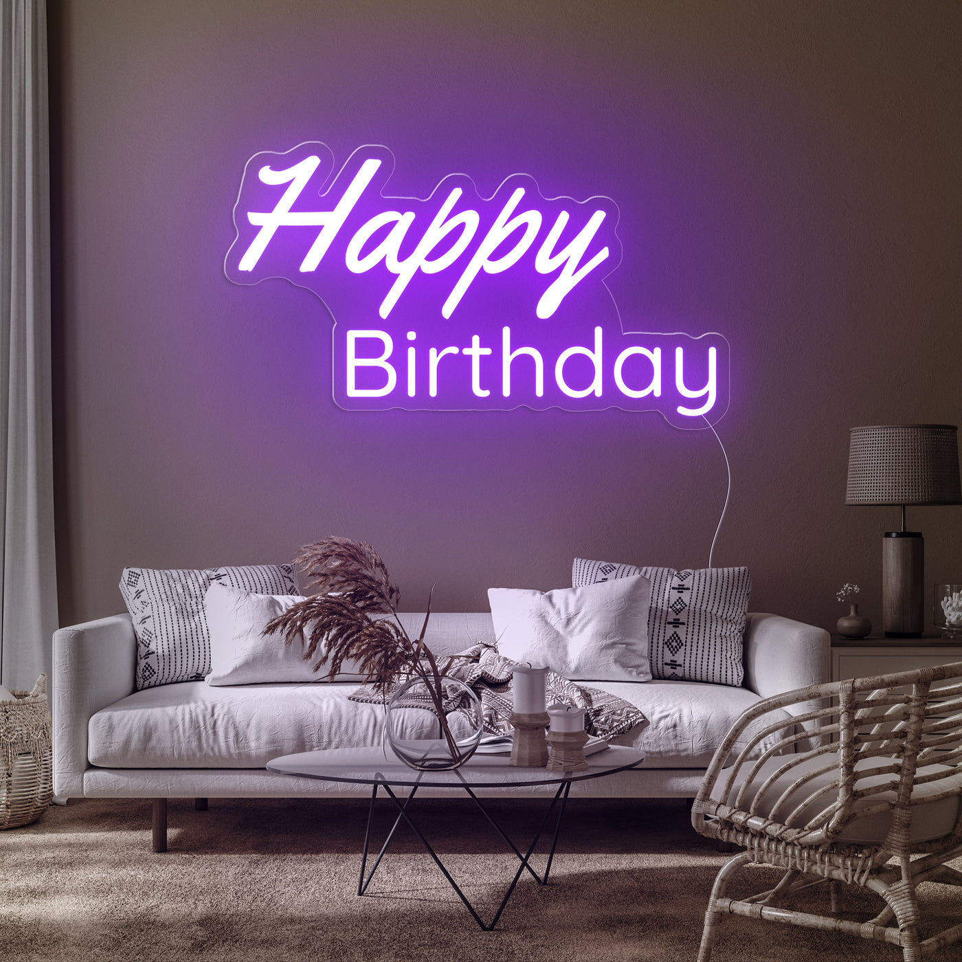 HAPPY BIRTHDAY NEON SIGNS LED NEON LIGHT PURPLE COLOR