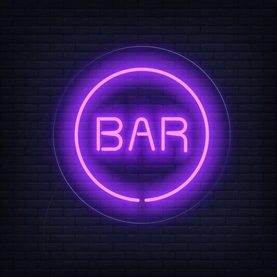 Bar LED Neon Signs PURPLE COLOR ROUND STYLE