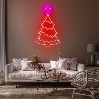 CHRISTMAS TREE NEON SIGN RED COLOR