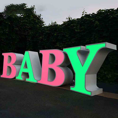 Light Up Large 3d Non-Illuminated Metal Numbers Letter Table Led Display Decoration Baby Shower Event Party