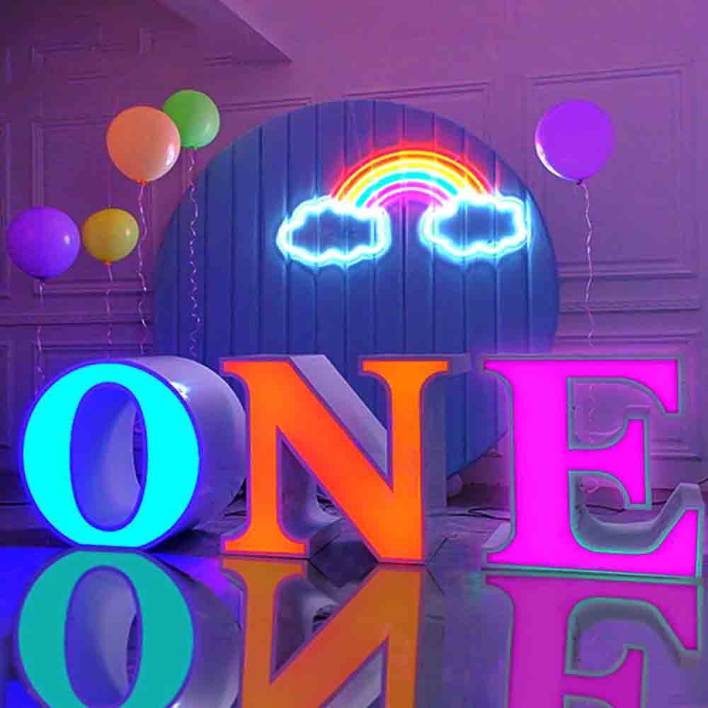 Light Up Large 3d Non-Illuminated Metal Numbers Letter Table Led Display Decoration Baby Shower Event Party