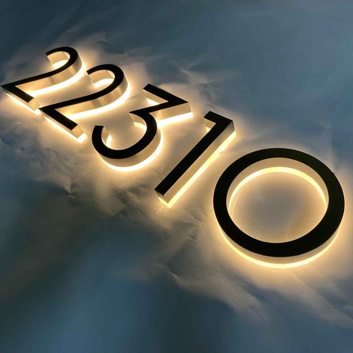 LED House Number Sign – Backlit Neon Glow Address Plaque for Front Door & Outdoor Wall