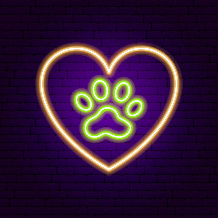 cat footprints led neon light yellow color