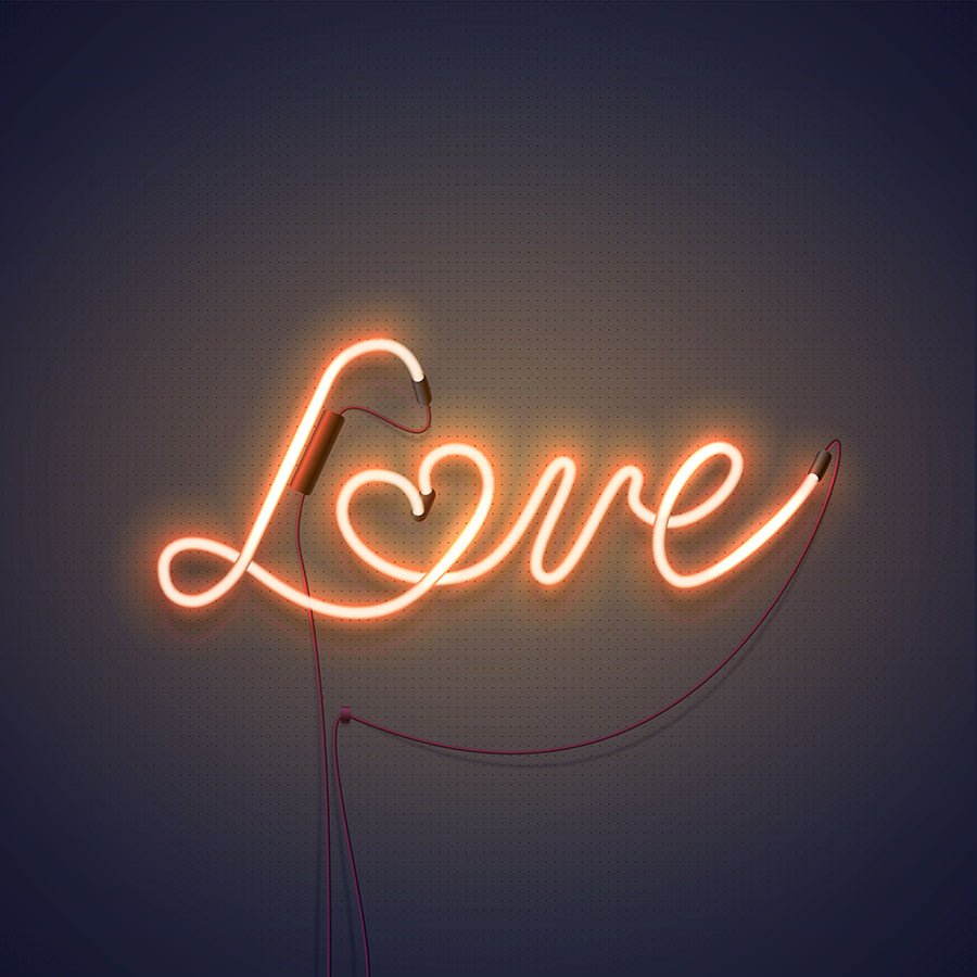 love neon sign orange neon color