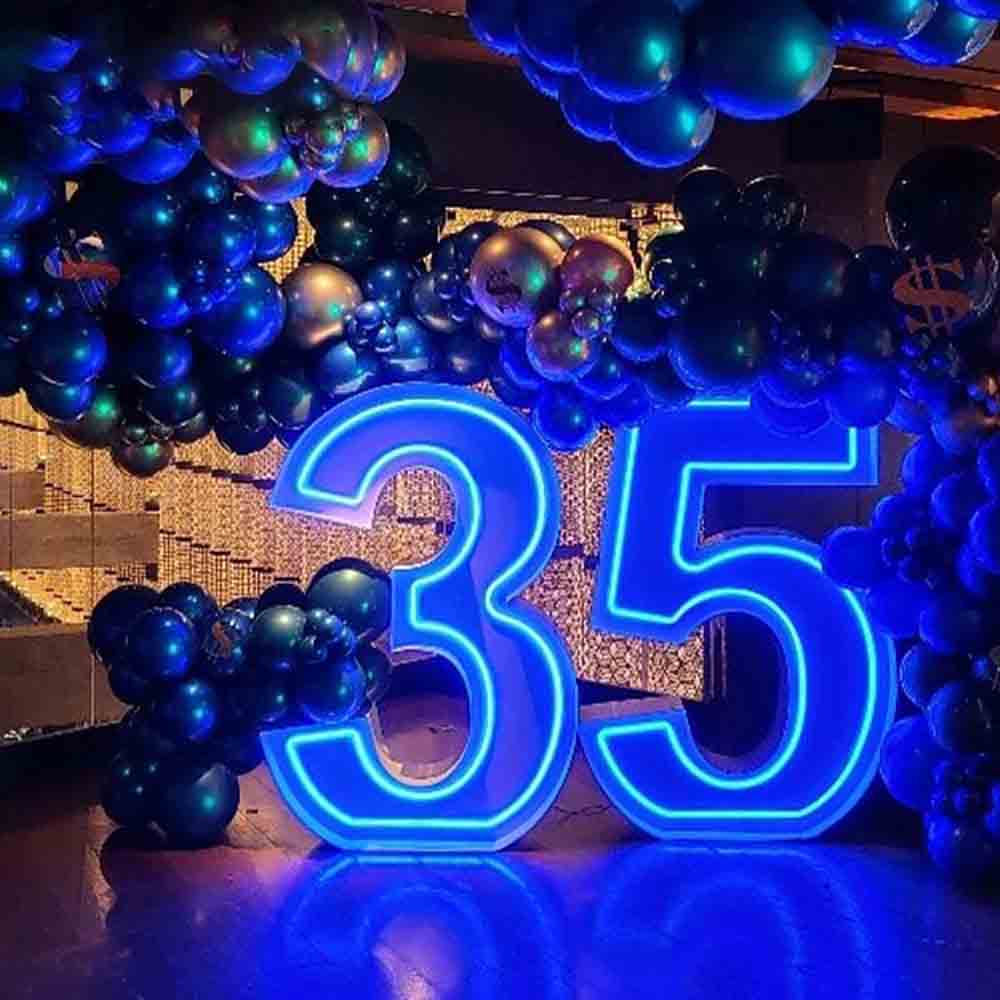Giant Led Neon Marquee Numbers Birthday Anniversary Event Party Decoration