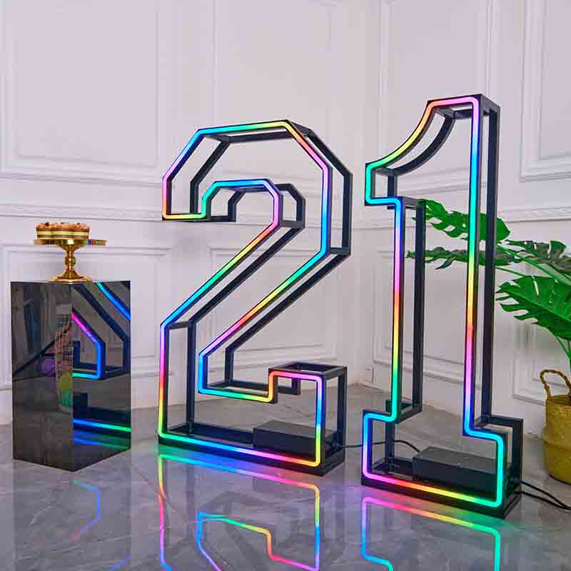 3d Frame Letters Neon Lighting Numbers Metal Birthday Anniversary Event Party Decoration