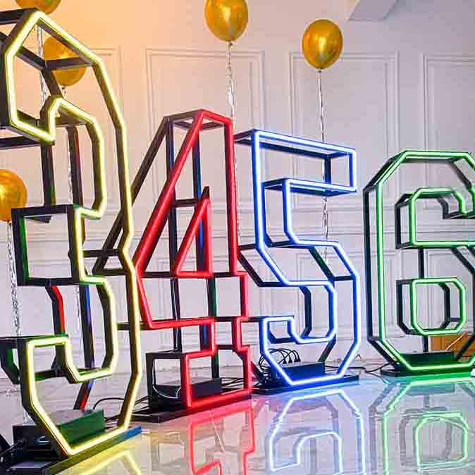 Large 3d Metal Frame Letters Neon Lighting Birthday Anniversary Event Party Decoration