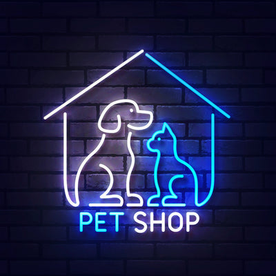 pet shop led neon light white blue color