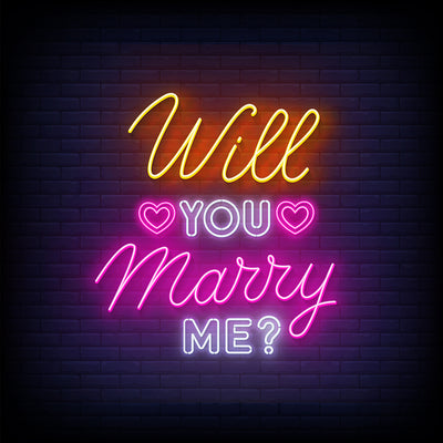 will you marry me  neon signs yellow pink